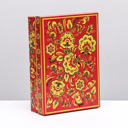 Цена за 5 шт. Коробка картонная без окна Роспись, 21 х 15 х 7 см