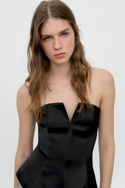 TOP BANDEAU SATINADO / Negro - Zara фото 3