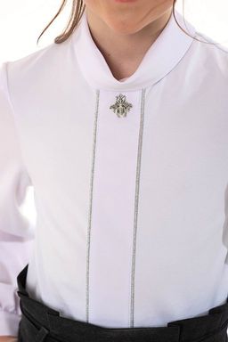 Белая школьная блуза Mooriposh, модель 06125  фото 2