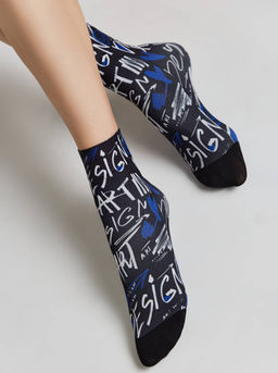 Цена за 2 пары. Носки Классические CONTE FANTASY Плотные носки с черным мыском и рисунком Art Design mix - Conte elegant фото 2