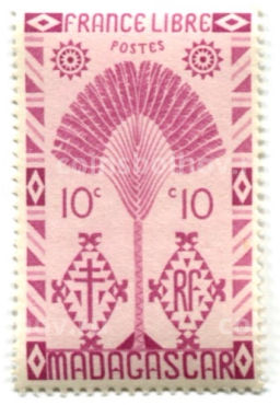 Марка 10 сантим 1943 года Мадагаскар