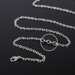 Цепочка с карабином L60см (набор 5шт) 7х5х1мм, СМ-1935, цвет, цвет серебро