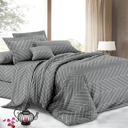 Постельное белье, комплект Дуэт (семейный) "№1", 5 предметов: 2 пододеяльника 145х215см, евро-простыня 220х240см, 2 наволочки 70х70см, микрофибра 80г/м2, упаковка "классическая" ПВХ 34,5х41см, "Домашняя мода" (Россия)