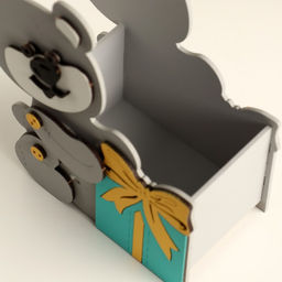 Подарочная упаковка Мишка с подарком 17х8х16 см серый пастель-тиффани - Дарим красиво фото 5