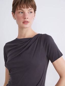 Bisiklet Yaka B?zg?l? Modal Kar???ml? Bluz