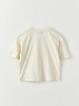 Bisiklet Yaka Bask?l? K?sa Kollu Pamuklu K?z ?ocuk Ti??rt - Waikiki фото 2