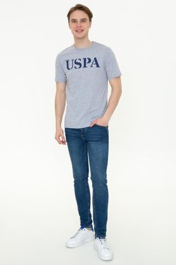 Мужская серая меланжевая футболка с круглым вырезом Basic - U.s. polo assn фото 5