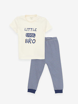 Bisiklet Yaka K?sa Kollu Bask?l? Erkek Bebek Pijama Tak?m?