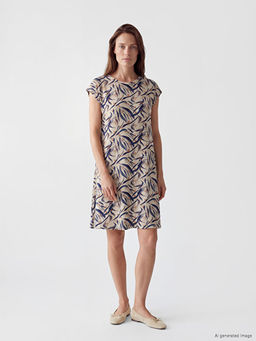 Bisiklet Yaka Desenli A Kesim Elbise