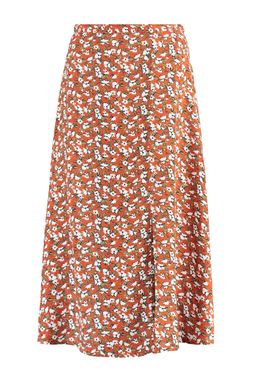 Kiremit Y?rtmac Detayl? Cicek Desenli Viskon Kumasl? Midi Boy Dokuma Etek TWOSS20ET0230