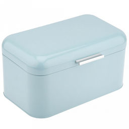 Хлебница сталь, глянцевая эмаль 30х18см h16см, s0,4мм, откидная крышка, цвет - голубой, в индивидуальной коробке (Китай)