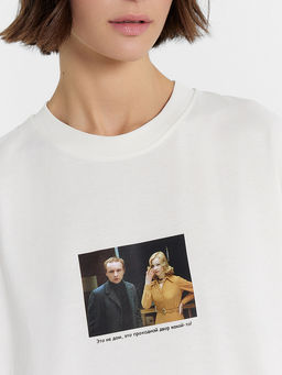 Футболка женская молочная с цитатой из фильма Ирония судьбы, или с легким паром! - Mark formelle фото 6