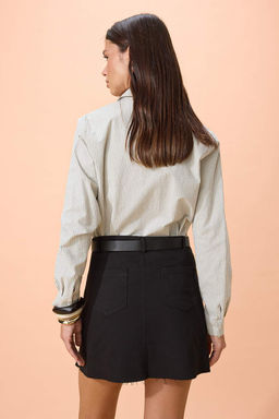Siyah Gabardin Kemerli K?sa Etek TWOSS26ET00084 - Trendyolmilla фото 4