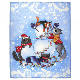 Салфетка хозяйственная 50х60см "Зимние каникулы" 1, вафельное полотно, хлопок 100%, плотность 245г/м2, без упаковки, "Домашняя мода" (Россия)