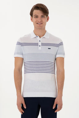 Erkek Slim Fit Polo Yaka _ndigo Ti__rt