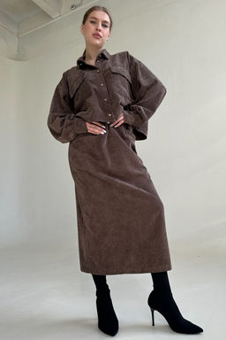 Рубашка вельвет 080/02/Коричневый - M&G all natural фото 3