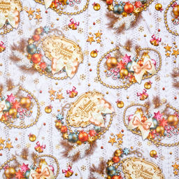 Цена за 10 шт. Бумага упаковочная глянцевая Вязанка на белом, 70 х 100 см - UPAK LAND фото 3