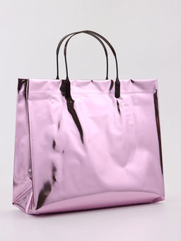 Пакет подарочный ПВХ, голография, розовый, пластиковая ручка, 26×22.5×10 см
