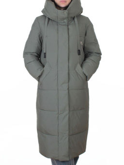 A8356 GRAY/GREEN Пальто зимнее женское (200 гр. холлофайбер)