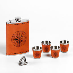 Подарочный набор 6 в 1 Компас: фляжка 270 мл, 4 стопки 30 мл, воронка - Simaland фото 2