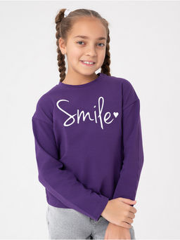 Лонгслив детский Смайл фиолет - София фото 7