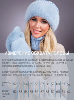шапка Ника трикотаж экомех голубая - Davidovfox фото 5