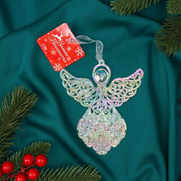 Цена за 2 шт. Ёлочная игрушка Зимнее волшебство. Ангелок перелив, 1210.5 см, прозрачный фото 3