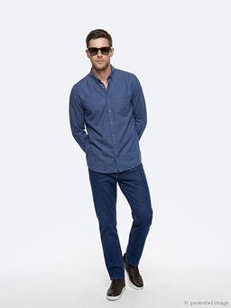 Рубашка мужская Regular Fit с льном
