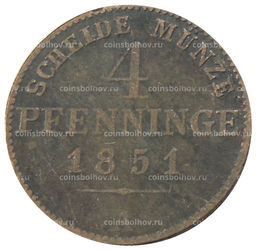 Монета 4 пфеннинга 1851 года A Германские государства  Пруссия