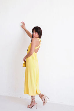 Платье с перекрещенными бретелями жёлтое - Martichelli фото 8
