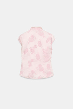 TOP SATINADO JACQUARD BOTONES / Rosa