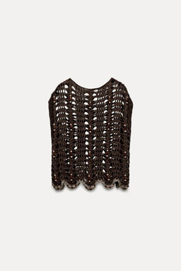 OPEN-KNIT TOP WITH BEADING - Zara фото 5