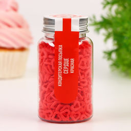 Кондитерская посыпка Сердце красная, 50 г