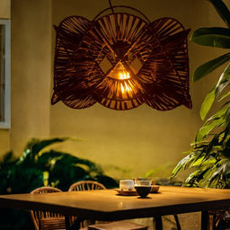 Светильник потолочный из ротанга «Бесконечность», 1×120 Вт, Е27, 40×40×25 см, чёрный