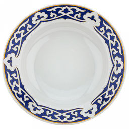 Тарелка глубокая фарфоровая Синяя пахта д240мм, 500мл, h45мм, гладкий край (Россия)