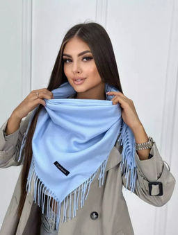 K13582 Палантин 100/100 хлопок ГОЛУБОЙ