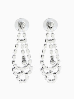 Набор 2 пред-а: серьги, колье со стразами "Лёд" паутина, d=13,5см, цвет белый в серебре