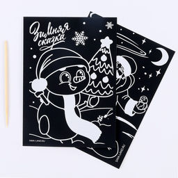 Цена за 2 шт. Гравюра на новый год Снеговик и Дедушка, с цветным эффектом, 2 шт - Школа талантов фото 2