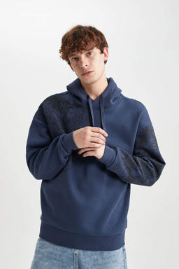 Толстовка оверсайз с капюшоном и принтом - Defacto фото 4