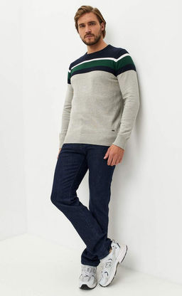 Джемпер мужской в полоску P321-15881 серый - Primm фото 2