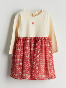 Bisiklet Yaka ?i?ekli K?z ?ocuk Ka?korse Elbise