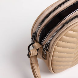 Сумка женская кросс-боди на молнии, 19×7×15 см, бежевая