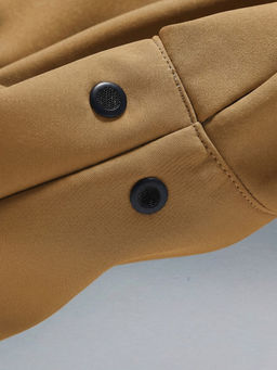 Парка женская софтшелл виндстоппер удлинённая с капюшоном горчичного цвета 9614_1G