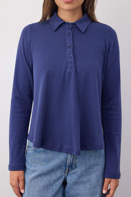 Pembe Tok Kumasl? Polo Yaka Dugmeli Relaxed/Rahat Kal?p Orme Bluz TWOAW26BZ00074