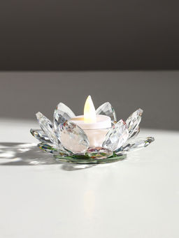 Стеклянный подсвечник на 1 свечу Лотос радужный, d=11.5 см