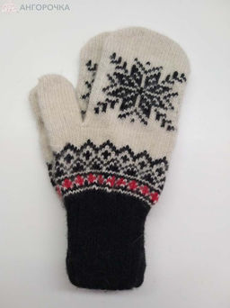 Белые варежки с серой резинкой - 305.173