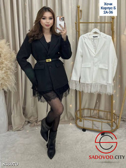 Платье-пиджак с кружевными акцентами на рукавах и подоле - Bruno фото 3