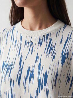 Bisiklet Yaka Desenli Kad?n Sweatshirt Tunik