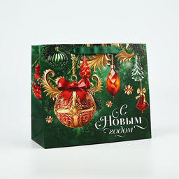 Пакет подарочный новогодний ламинированный «С Новым годом», ML 23×27×11.5 см