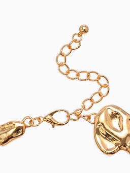 Набор 2 предмета: серьги, колье Мятое, 35 см, серьги 6 см, цвет золото